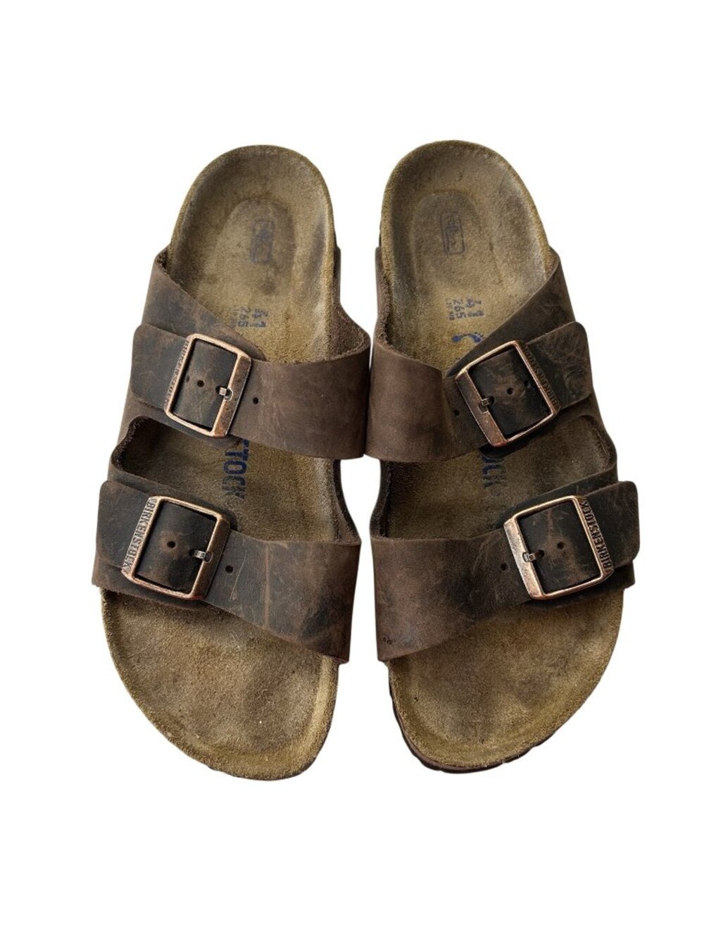 Birkenstock Arizona Sandals Habana Brown Oiled Leather Sz 41 W10 M8 Soft Footbed